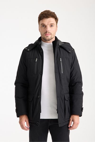 DYNAMO Men's Black Removable Hooded Sports Coat 3311