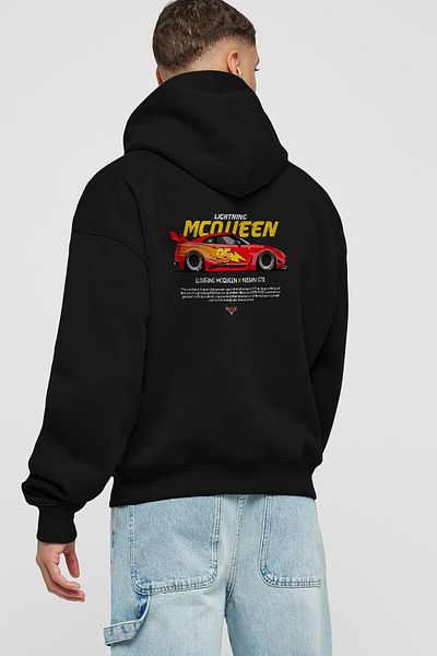 Ankhises Hanorac negru cu capuchon lung Lightning McQueen pentru bărbați și femei