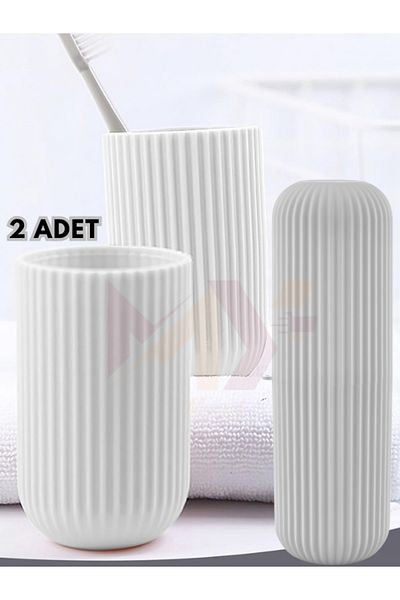 Myend 2Pcs Multipurpose Travel Size Toothbrush, Makeup Brush, Glasses, Shaver Carrying Case, Gray