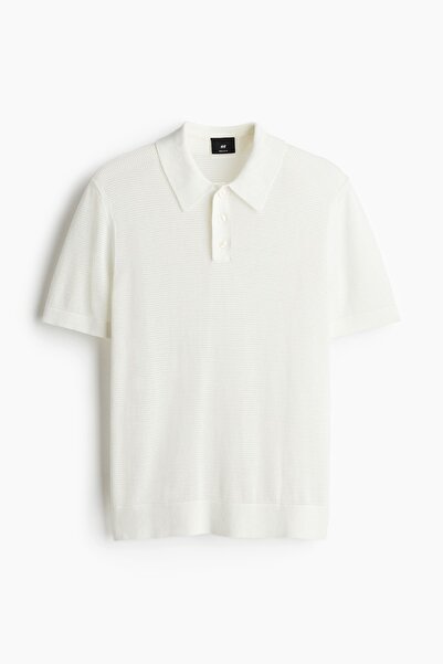 H&M HM Yeni Sezon Delik Desenli Triko Polo Tişört Regular Fit