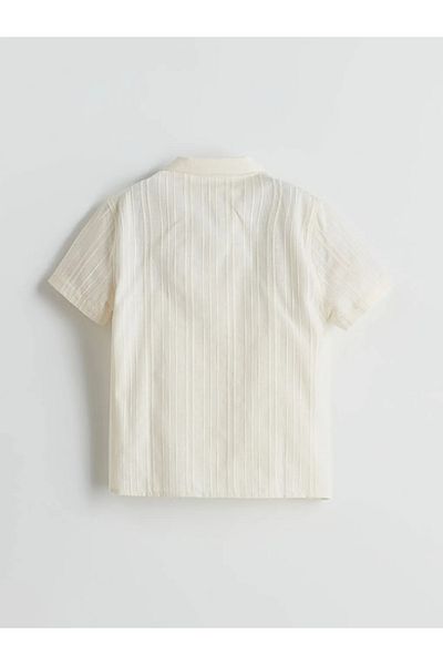 LC Waikiki Lcw Kids Beige Resort Collar Cotton Boy's Shirt