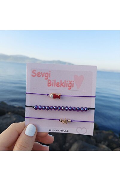 Mutluluk Kutunda Var 3 قطع سوار نموذج السمكة الأرجواني