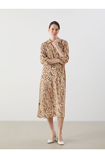 LC Waikiki Shirt Roba Collar Embroidered A-Line Dress from Uzg Store for Styl...