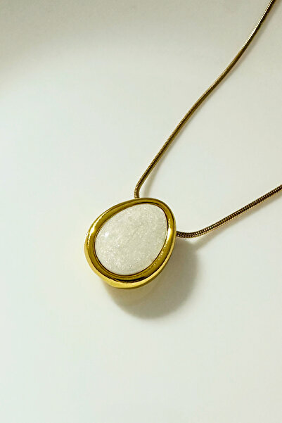 Çelik Gold Luna Druzy Kolye