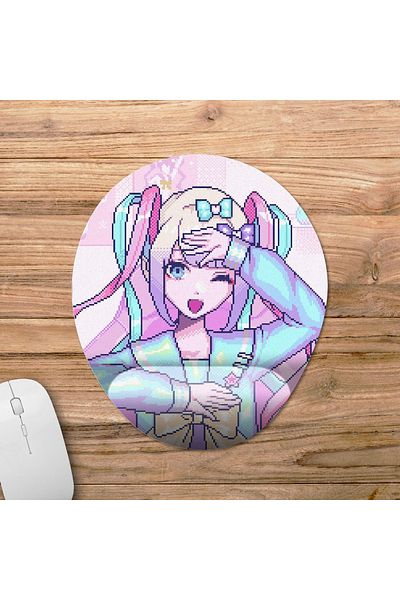 Pixxa لوحة ماوس مع مساعدة للمعصم من Needy Girl Overdose Streamer Anime موديل 3 - بيضاوي