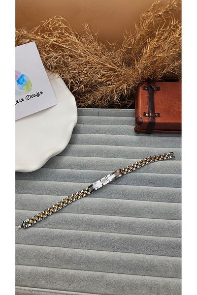 AURA Men's Steel Bracelet, Brand Model, with Anchor Icon