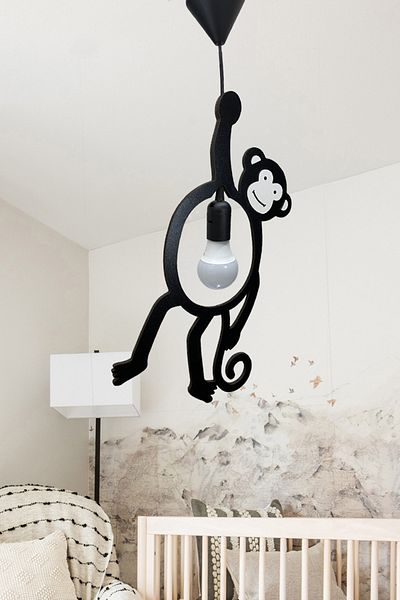 Nurnivus Monkey Monkey Pendant Lamp Single Chandelier Baby Kids Room Black Kitchen Cafe Office Decorative Chandelier Lamp
