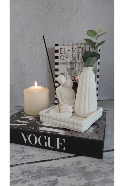 ATÖLYEM BURADA Tütsülüklü Vazo Takım Kare Tabanlıkli