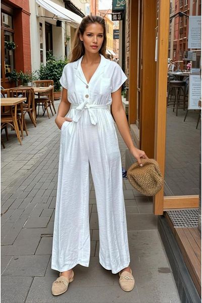 Pasaklı Giyim Salopetă casual pentru femei, cu mânecă scurtă, cu buzunare 3405380