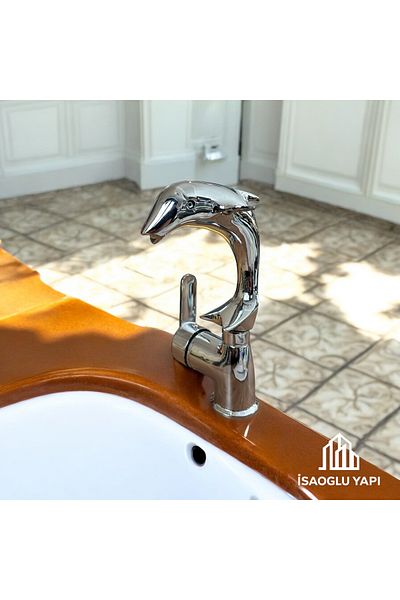 İSAOĞLU YAPI Sink Faucet Special Design Fish Motif Natural Flow Bathroom Fixture