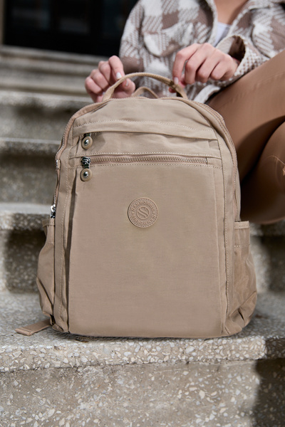 Sanmorris Unisex Suya Dayanıklı Krinkıl Kumaş Çok Gözlü  Laptop Okul Ve Sırt Çantası SRGN59