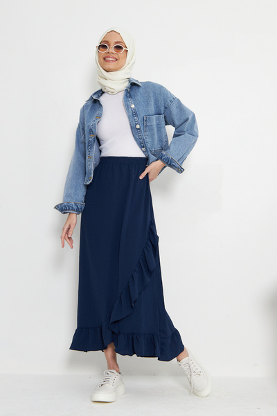 RTBUTİK Fusta Hijab cu volane Aerobin, Fusta lungă, Fusta fluture, Fusta Hijab, Fusta cu volane