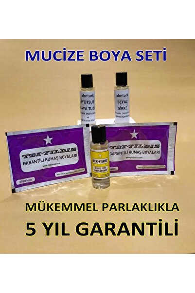 abnturk Koyu Mor 5li Kumaş Boyama Seti Sabitleyici-Kalıcı için Sirke-Parlaklı...