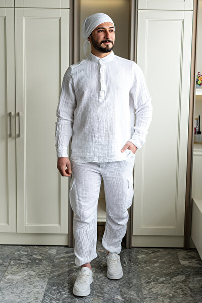 Zeliha Baysan Ravi Muslin Men's Cargo Hajj & Umrah Suit