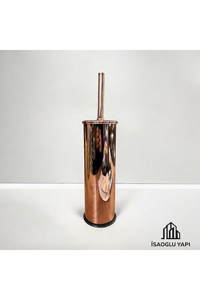 İSAOĞLU YAPI Copper Toilet Brush - Bronze Stainless Metal Brush Holder