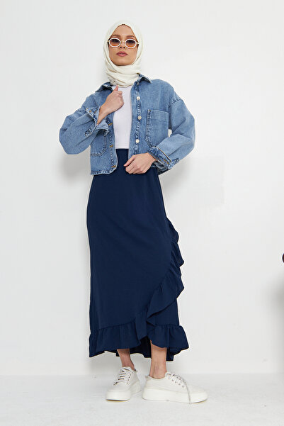 RTBUTİK Fusta Hijab cu volane Aerobin, Fusta lungă, Fusta fluture, Fusta Hijab, Fusta cu volane