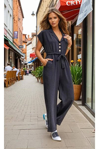 Pasaklı Giyim Жіночий чорний короткий комбінезон з кишенями та поясом 3405430