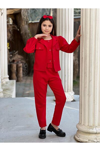 KOKOŞ BEBEK Kokoş Büstiyer Dahil Ceket, Pantolon Takım | 7/16 Yaş Arası