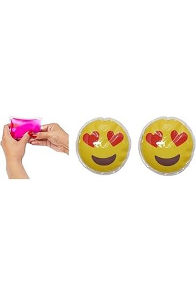 Hepta Collection هومي هارت - موقد جيب على شكل رموز تعبيرية، سخان يدوي، 2 كيس ماء ساخن PVC 9 سم