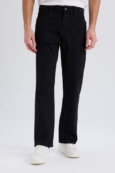DeFacto New Season Diago Comfort Fit Comfortable Fit High Waist Wide Leg Black Jean Trousers