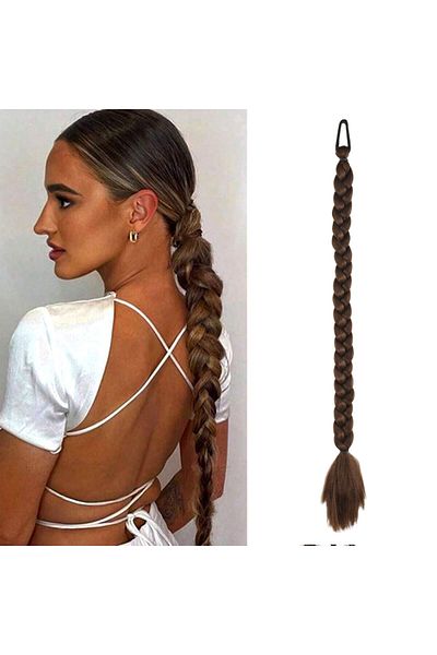 doremodam Double Braid Rubber Buckle Ponytail / Light Brown