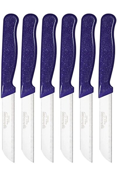 Solingen 6'lı Mor Simli Tırtıklı Meyve Ve Sebze Bıçağı