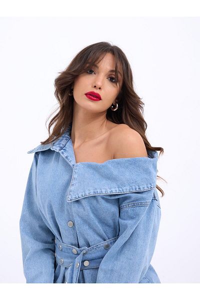 Viyamo 7308 Cămașă albastră din denim