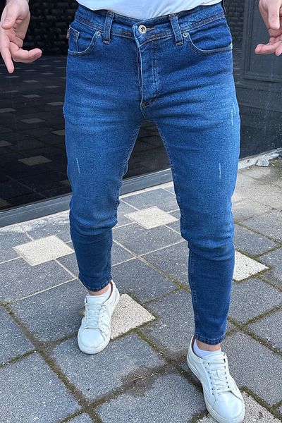 DOPPİO'N DENİM Men's Blue Slim Fit Skinny Leg Laser Jeans