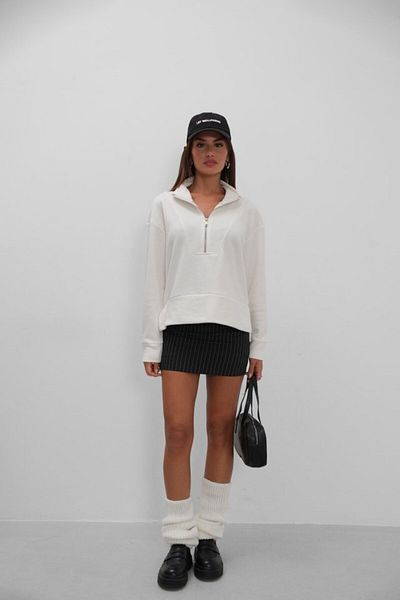 Ebedi Sweatshirt with Zipper and Stitching Detail
