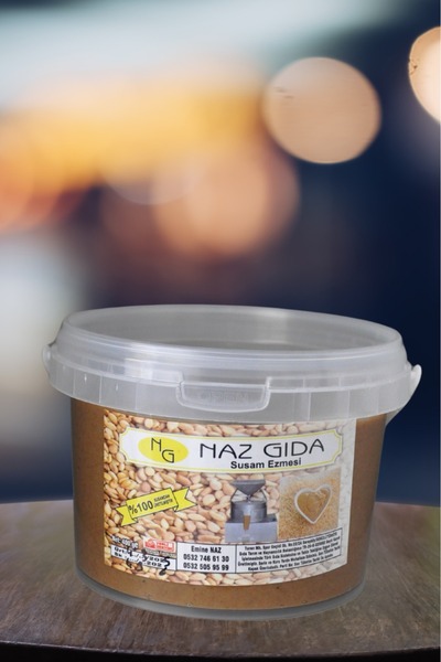 NAZ GIDA Doğal Susam Ezmesi 400gr – Katkısız – Taş Değirmen – Yerli Üretim