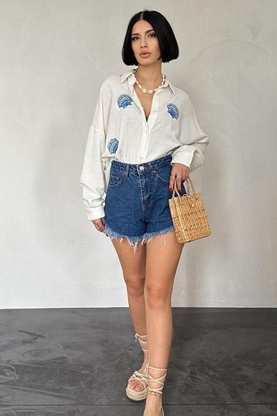 modaserdem White Seashell Patterned Shirt