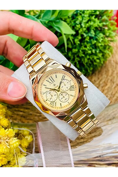 S.POLO حافظة مستديرة ذهبية اللون - ساعة يد نسائية للموسم الجديد