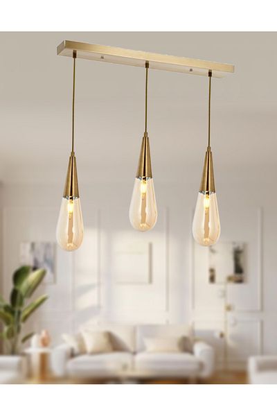 TT AYDINLATMA Tt023-3S-Fullesk Lighting 3-Piece Drop Model Row Chandelier