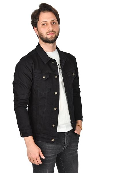 Rizz up Мъжко тъмносиньо дънково яке Slim Fit от ликра, 2201007