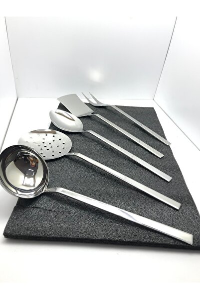 ÖZARSLAN COLLECTİON 304 Kalite (18/10) 5 Parça Çubuk Model Servis Kepçe Seti