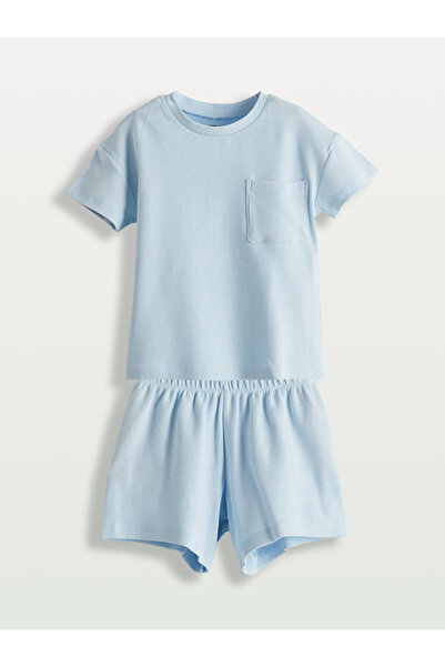 LC Waikiki Lcw Baby Blue Cotton Baby Boy Shorts Pajama Set