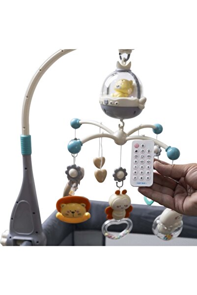 TURHAN BEBE Tüm Beşiklerle Uyumlu Uzaktan Kumandalı 360° dönebilen oyuncaklar Müzikli Işıklı Dönence