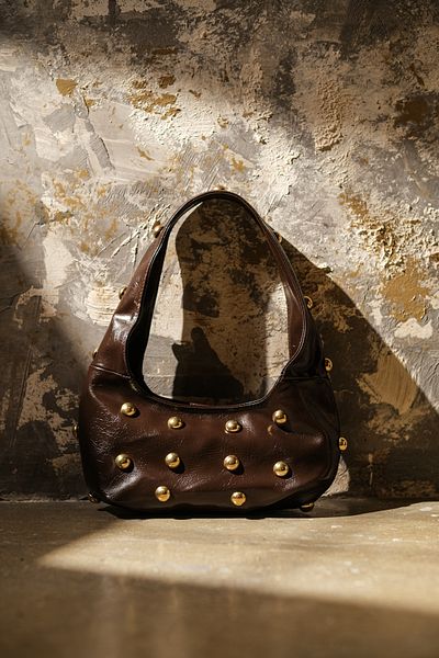 Çantacımstore Brown Studded Shoulder Bag - 040325