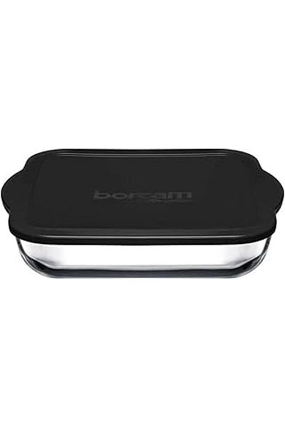 shop Pasabahce Borcam Tray 3200Cc, Black and Transparent, Plastic Cover 59024