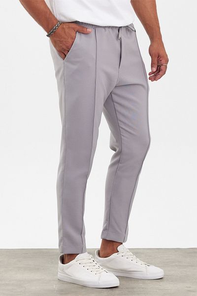 MADZEYMODA New Season Men's Boyfriend Mold Grass Detailed Gray Jogger Trousers Mz22032