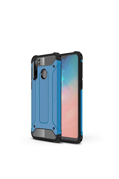 HTstore حافظة Zore Crash من السيليكون المتوافقة مع هاتف Galaxy A21 - أزرق