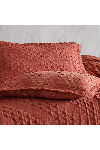 Şaheser Jakarlı Pike Yatak Örtüsü Çift Kişilik Enza Kiremit