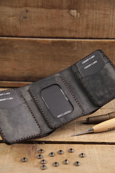 New Coast Leather 1900's Χειροποίητο ανδρικό πορτοφόλι από γνήσιο δέρμα