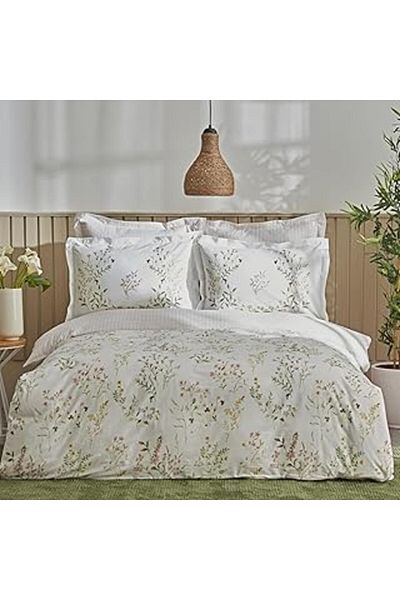 Hepta Collection طقم غطاء لحاف فردي من Karaca Home Sera مصنوع من القطن بنسبة 100% باللون الأخضر