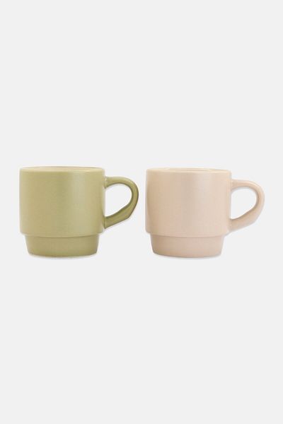 Muy Mucho 2 Pcs Stackable Cups 320 Ml, Beige