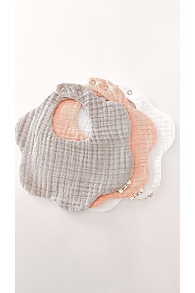 O&G Collection 3-Piece Gray-Powder-White 100% Cotton Organic Muslin Baby Bib ...