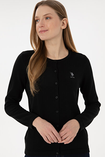 U.S. Polo Assn. Women's Black Basic Knitwear Cardigan 50293537 -Vr046