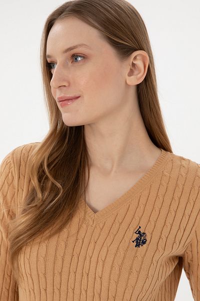 U.S. Polo Assn. Основен дамски пуловер с V-образно деколте 50293561 -Vr015