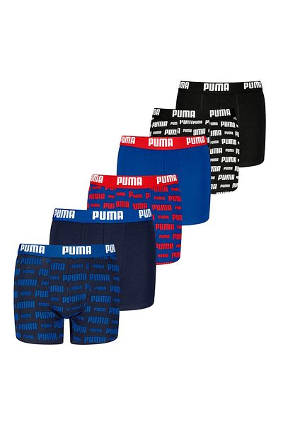 Puma Jungen Boxershorts, 6er-Pack - Everyday Logo Print Boxers ECOM 6P, Cotton Stretch