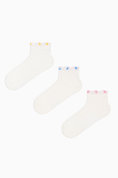 Penti Weiße 3-teilige Booties-Socken mit Tüllblumen